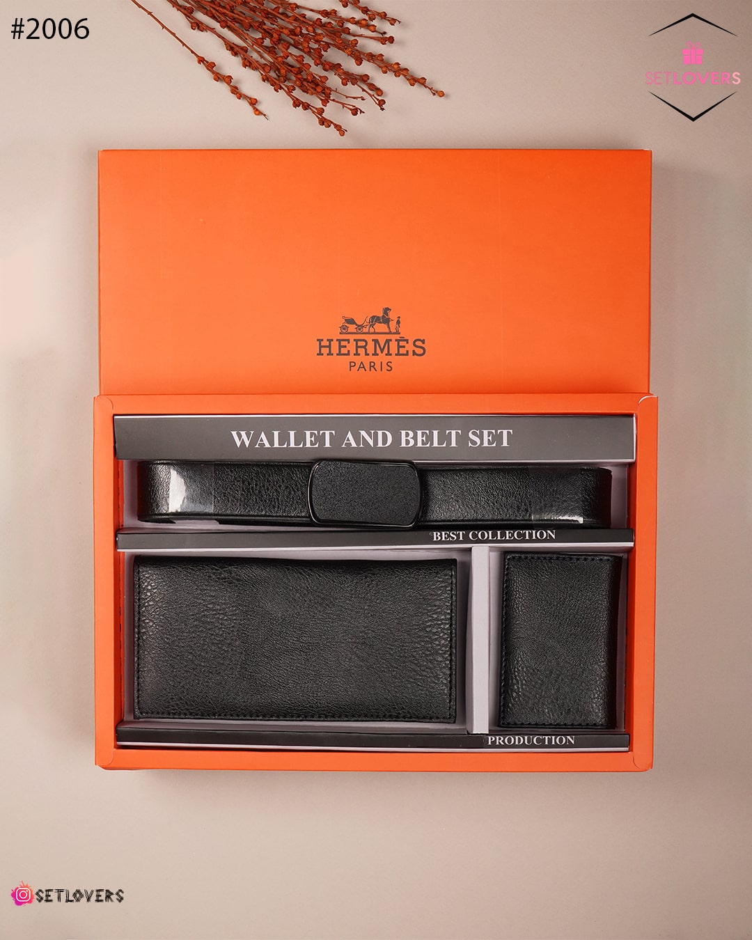 ست هدیه چرم صنعتی مردانه طرح هرمس رنگ مشکی